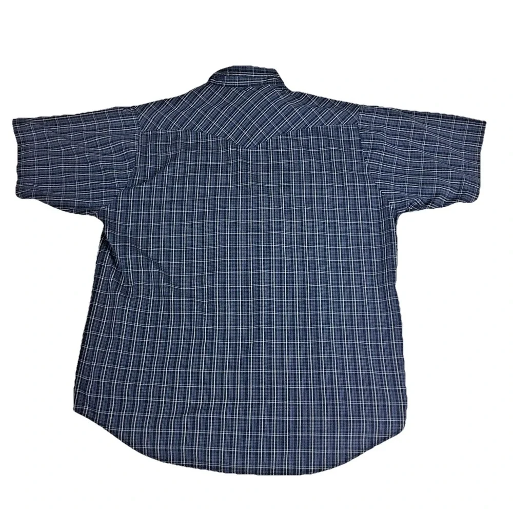 Stone River Adventure Wear Mens XLT Blue Plaid Western Pearl Snap Shirt SS - Picture 3 of 8